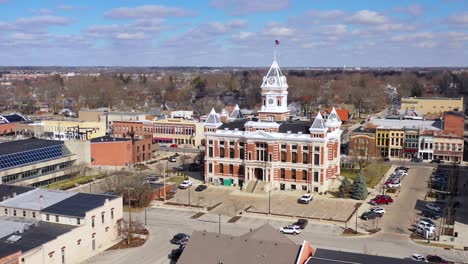 Aerial-over-Franklin-Indiana-a-quaint-all-American-Midwest-town-with-pretty-central-courthouse-3