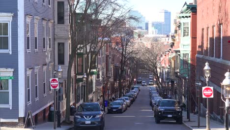 Establishing-shot-of-apartments-traffic-and-streets-on-Bunker-Hill-Boston-Massachusetts-1