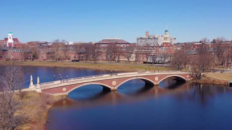 Aerial-over-the-John-W-Weeks-Footbridge-reveals-Harvard-University-campus-on-the-Charles-River