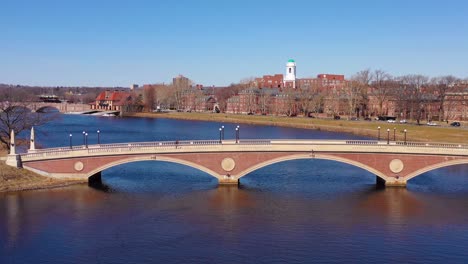 Aerial-over-the-John-W-Weeks-Footbridge-reveals-Harvard-University-campus-on-the-Charles-River-1
