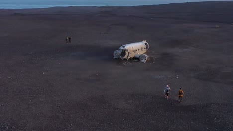 Aerial-over-a-crashed-US-Navy-DC-3-on-the-black-sands-of-Solheimasandur-Iceland-2