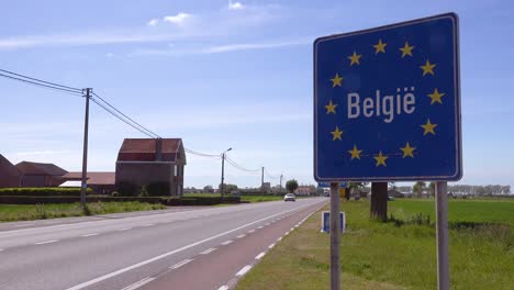 A-road-sign-welcomes-visitors-to-Belgium-Belgiee-European-Union