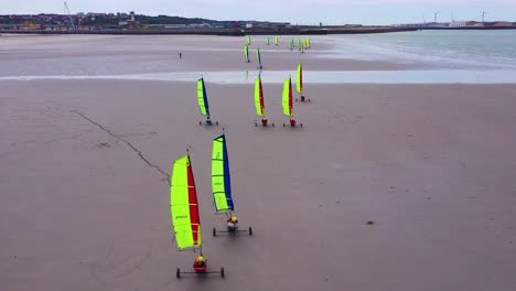 Aerial-land-carts-sail-carts-blokarts-sand-yachts-are-sailed-on-the-beach-in-France-5