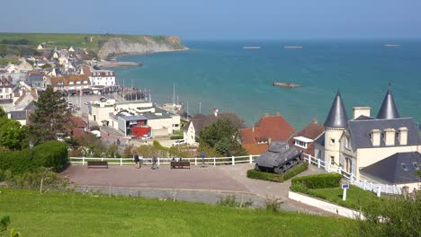 Establishing-of-the-French-d-day-coastal-town-of-Arromanches-Normandy-2