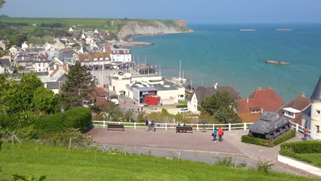 Establishing-of-the-French-d-day-coastal-town-of-Arromanches-Normandy-3