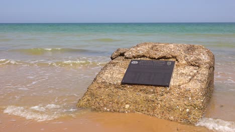 Establishing-of-Omaha-Beach-combat-medics-memorial-Normandy-France-site-of-World-War-two-D-Day-allied-invasion