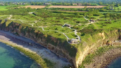 Aerial-over-Pointe-Du-Hoc-Normady-France-D-Day-site-pockmarked-with-bomb-craters-2