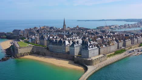 Beautiful-aerial-of-Saint-Malo-France-with-harbor-breakwater-and-pier-2
