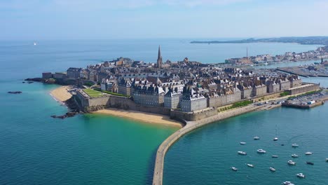 Beautiful-aerial-of-Saint-Malo-France-with-harbor-breakwater-and-pier-3