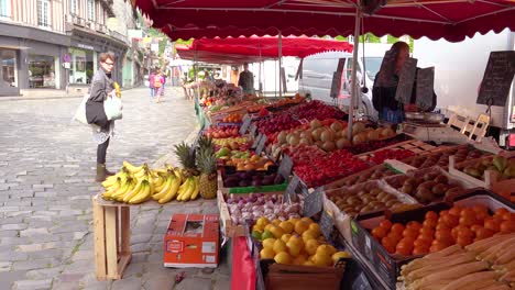 Fresh-fruits-and-vegetables-from-farm-to-table-in-a-street-market-in-Honfleur-France