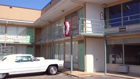 Äußeres-Des-Lorraine-Motels,-Wo-Martin-Luther-King-Am-4.-April-1968-Ermordet-Wurde,-Ist-Jetzt-Das-National-Civil-Rights-Museum-In-Memphis-Tennessee