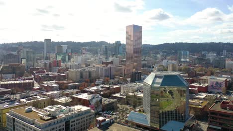 Good-aerial-over-Portland-Oregon-business-district-downtown