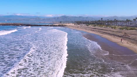 2020---aerial-of-empty-abandoned-beaches-of-Ventura-southern-california-with-no-one-during-covid-19-coronavirus-epidemic-as-people-stay-home-en-masse