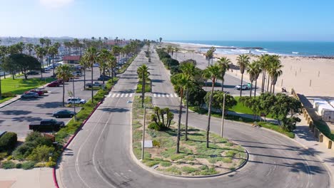 2020---aerial-of-abandoned-roads-beaches-of-Ventura-southern-california-during-covid-19-coronavirus-epidemic-as-people-stay-home-en-masse