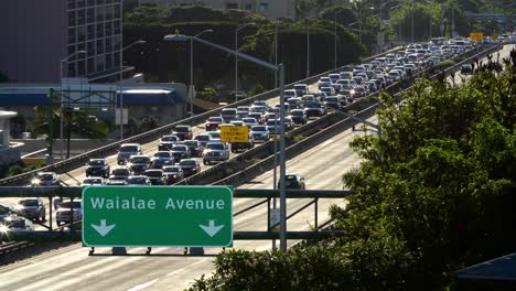 Daily-morning-westbound-traffic-from-Hawaii-Kai-lines-up-on-the-H1-Freeway-in-Honolulu-Hawaii