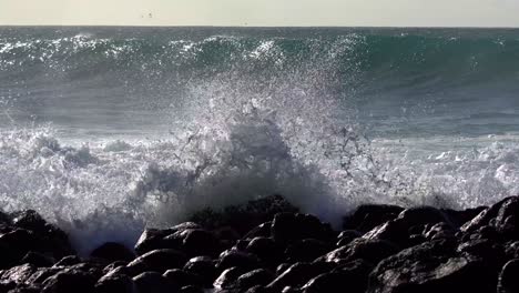 Blue-waves-roll-into-the-coast-of-Hawaii-and-break-on-the-shore-8