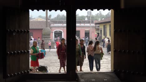 Maya-women-enter-La-Merced-Church-Holy-Week-in-Antigua-Guatemala