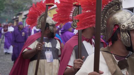 Young-men-dressed-as-Roman-centurians-march-in-an-Easter-procession-in-Antigua