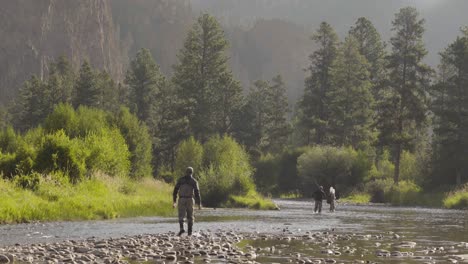 Three-fly-fisherman-casting-on-a-quiet-trout-stream-in-Central-Montana-1