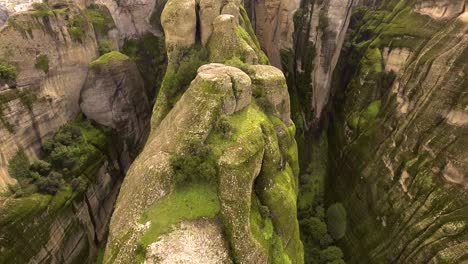 Beautiful-aerial-over-the-rock-formations-and-monasteries-of-Meteora-Greece