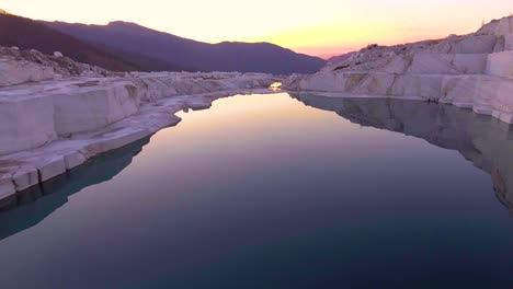 Beautiful-aerial-over-a-marble-quarry-at-dawn