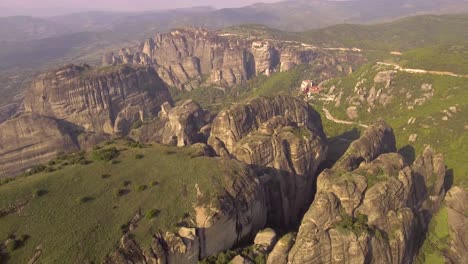 Beautiful-aerial-over-the-rock-formations-and-monasteries-of-Meteora-Greece-3