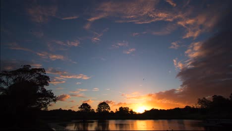 Time-lapse-sunset-and-dusk-over-a-lake-in-Warwick-Queensland-Australia-1