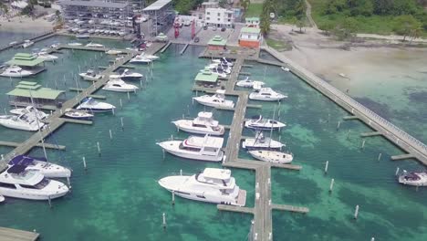 Aerial-over-pleasure-boats-and-yachts-in-the-harbor-at-Boca-Chica-Dominican-Republic