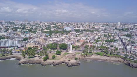 Aerial-approaching-Santo-Domingo-the-capital-of-the-Dominican-Republic