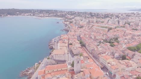 Aerial-establishing-shot-over-the-old-city-of-Nice-France