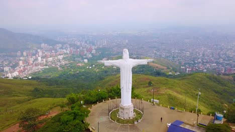 Aerial-shot-around-the-Cristo-Rey-statue-in-Cali-Colombia-3