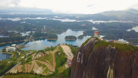 Aerial-shot-around-Guatepe-rock-formation-and-lookout-Colombia-South-America