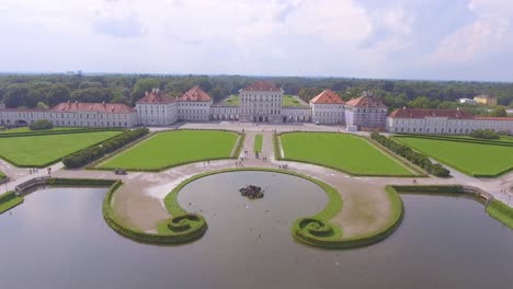 Good-rising-aerial-shot-of-Nymphenburg-Palace-Munich-Bavaria-Germany