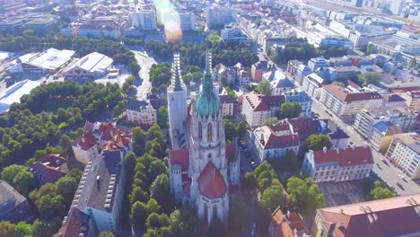 Beautiful-aerial-view-of-St-Paul's-Gothic-cathedral-in-Munich-Germany