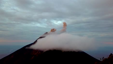 Beautiful-aerial-perspective-over-an-active-volcano-in-Guatemala