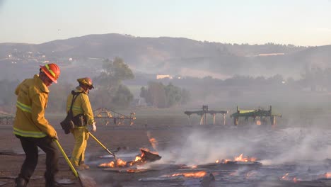 Ground-Fire-Burns-As-Firefighters-Battle-A-Burning-Structure-During-The-Easy-Fire-Wildfire-Disaster-In-The-Hills-Near-Simi-Valley-Southern-California-6