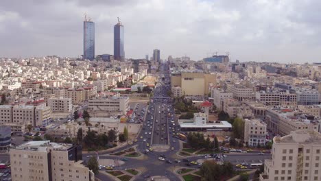 Aerial-Over-The-City-Of-Amman-Jordan-Downtown-Business-District-And-Traffic-3