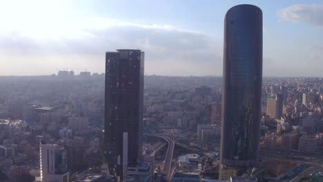 Aerial-Over-The-City-Of-Amman-Jordan-Downtown-Business-District-Skyscrapers-And-Offices