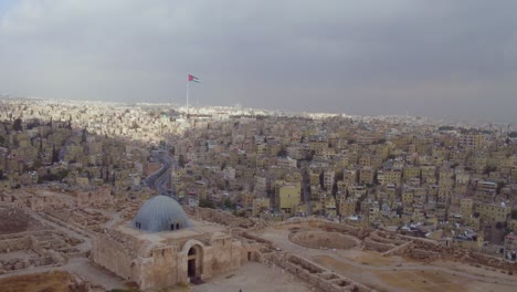 High-Aerial-Over-The-Old-City-Of-Amman-Jordan-On-A-Stormy-Day-2