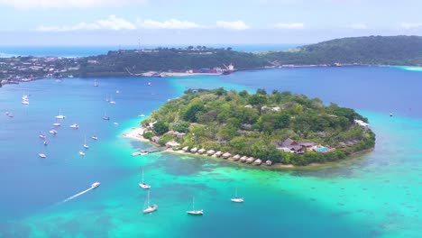 Good-Aerial-Establishing-Shot-Over-Port-Vila-Vanuatu-And-Iririki-Island-Resort-And-Spa