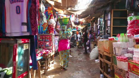 Pov-Shot-Walking-Through-Crowded-Market-Stalls-In-Bissau-In-Guineabissau-West-Africa