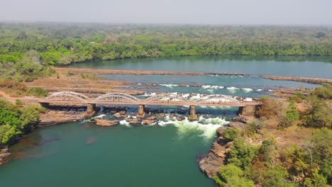 Aerial-Over-The-Saltinho-Bridge-Over-The-Corumbal-River-In-Guineabissau-West-Africa