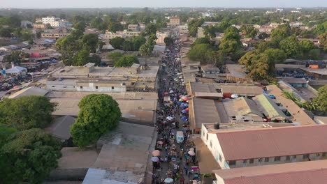 Aerial-Over-West-African-Street-Market-In-Gambia-1