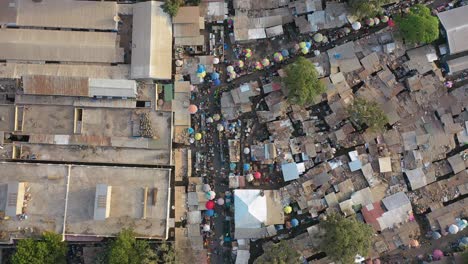 Aerial-Over-West-African-Street-Market-In-Gambia-3