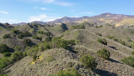 Beautiful-Aerial-Over-Remote-Hills-And-Mountains-In-Santa-Barbara-County-Central-California
