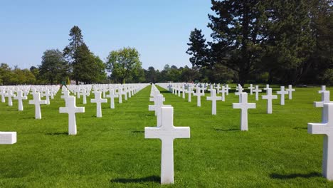 Panning-Shot-Through-The-World-War-Two-Normandy-American-Cemetery-In-France