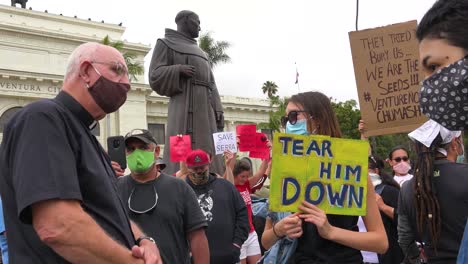 Chumash-American-Indian-Protest-Against-Father-Junipero-Serra-Statue-In-Front-Of-City-Hall-Ventura-California