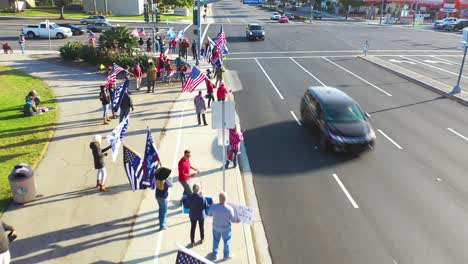 Aerial-Over-Trump-Supporters-In-Rally-Protesting-Election-Fraud-On-Street-Corner-In-Ventura-California-9