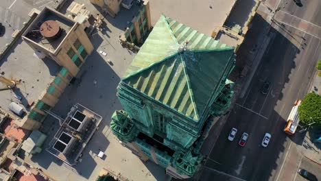 Good-Aerial-Of-The-Bullocks-Wilshire-Art-Deco-Historical-Building-And-Copper-Summit-In-Los-Angeles-California-4