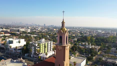 Aerial-Over-Blessed-Sacrament-Catholic-Church-In-Hollywood-California-2